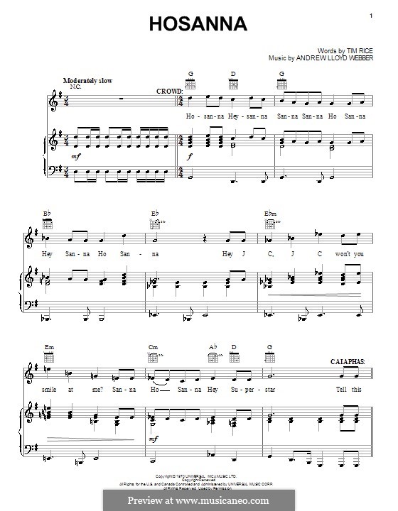hosanna by a l webber sheet music on musicaneo hosanna sheet music