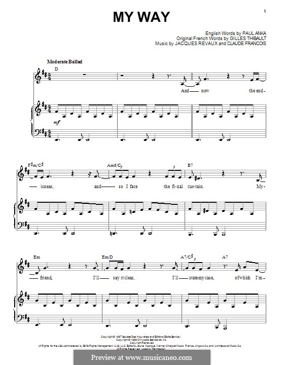 My Way: For voice and piano (or guitar) by Claude Francois, Jacques Revaux