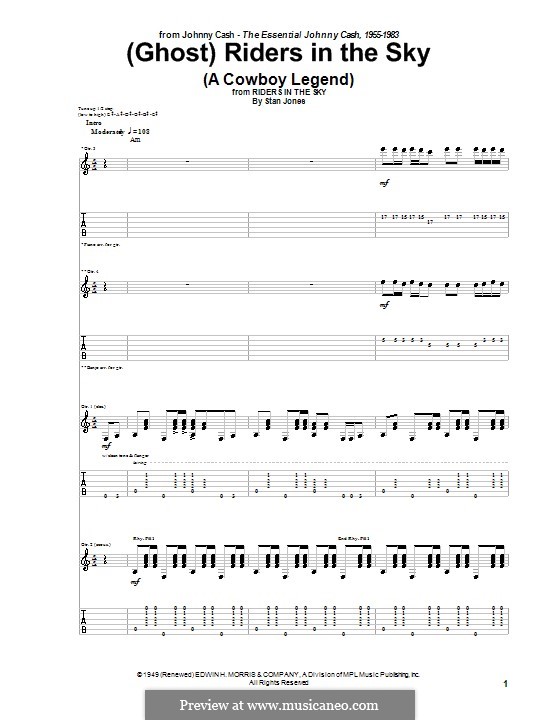 (Ghost) Riders in the Sky (A Cowboy Legend): For guitar (Johnny Cash) by Stan Jones