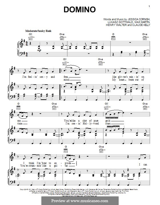 Domino (Jessie J): For voice and piano (or guitar) by Claude Kelly, Jessica Cornish, Lukas Gottwald, Max Martin, Henry Russell Walter