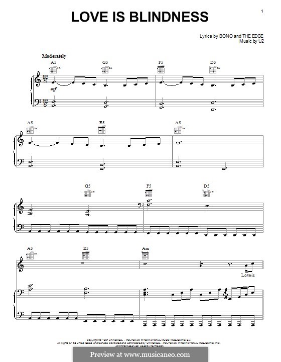 Love Is Blindness By U2 Sheet Music On Musicaneo