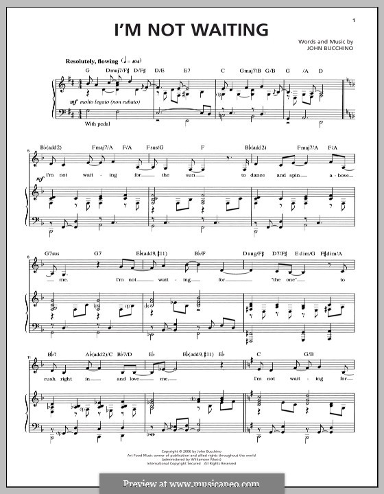 I'm not Waiting: For voice and piano by John Bucchino