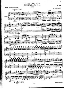 Sonata for Piano No.6 in D Major, K.284: With fingering by Wolfgang Amadeus Mozart