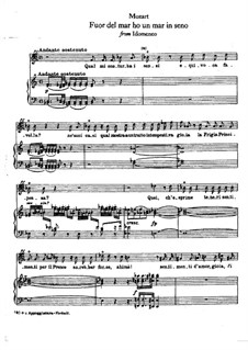 Fuor del mar ho un mar in seno: Piano-vocal score by Wolfgang Amadeus Mozart