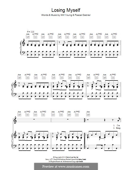 Losing Myself: For voice and piano (or guitar) by Will A. Young, Pascal Gabriel
