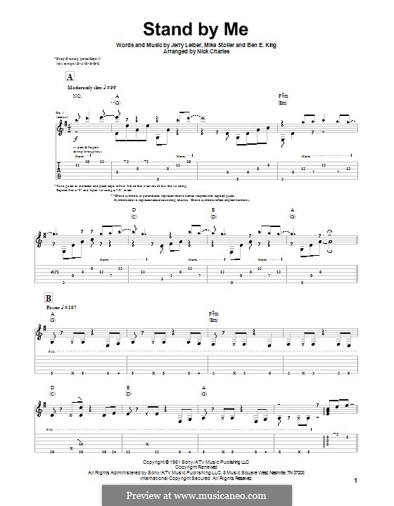 Stand By Me: For guitar by Ben E. King, Jerry Leiber, Mike Stoller