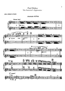 L'apprenti sorcier (The Sorcerer's Apprentice): Flutes and flute piccolo parts by Paul Dukas