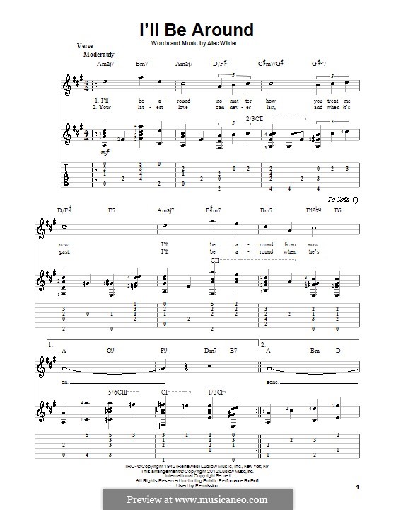 I'll Be Around (The Mills Brothers): For guitar by Alec Wilder