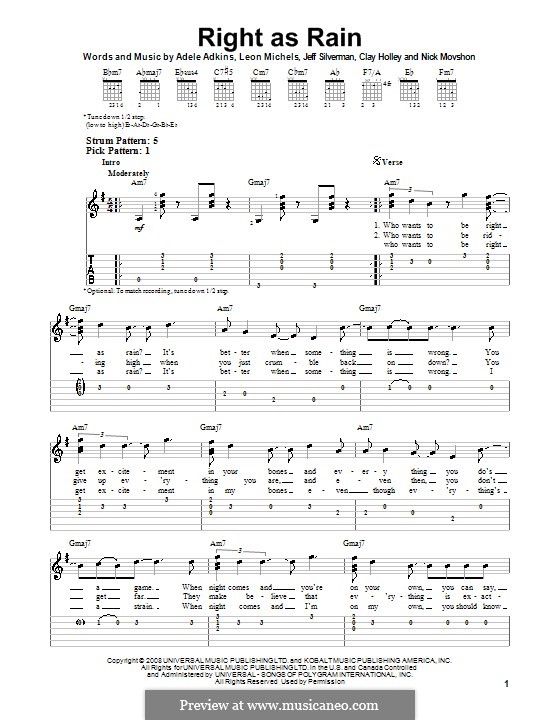 Right as Rain: For guitar by Adele, Jeffrey Silverman, Leon Michels