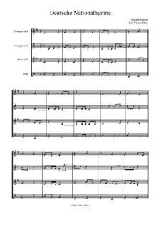 Austrian National Hymn, Hob.XXVIa/43: For brass quartet by Joseph Haydn