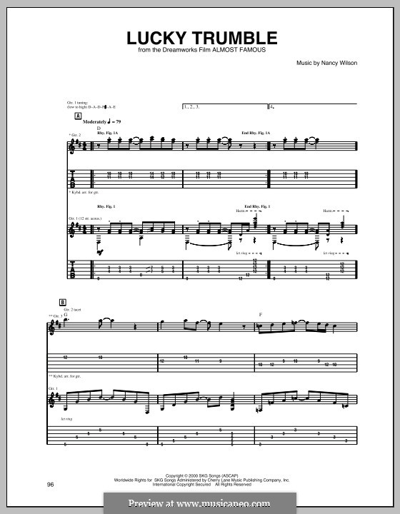 Lucky Trumble (Heart): For guitar with tab by Cameron Crowe, Nancy Wilson