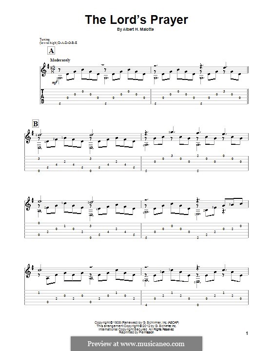 The Lord's Prayer: For guitar by Albert H. Malotte