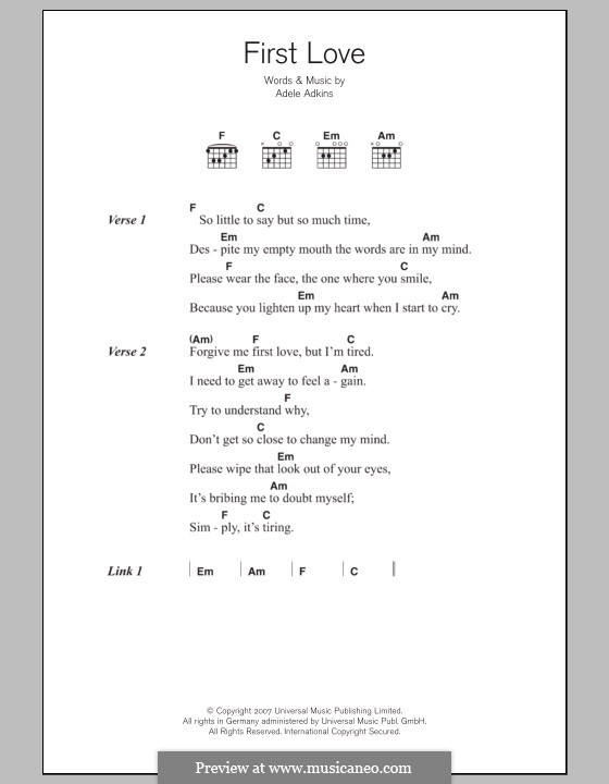 First Love by Adele sheet music on MusicaNeo
