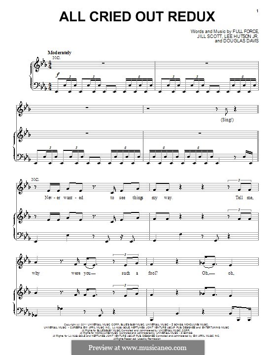 All Cried Out Redux: For voice and piano (or guitar) by Douglas Davis, Jill Scott, JR Hutson