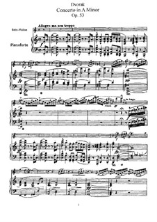 Concerto for Violin and Orchestra in A Minor, B.108 Op.53: Version for violin and piano by Antonín Dvořák