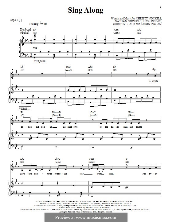 Sing Along (Passion): For voice and piano (or guitar) by Jason David Ingram, Jesse Reeves, Nathan Nockels, Christy Nockels, Christa Black