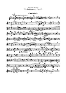 Concerto for Violin and Orchestra in A Minor, B.108 Op.53: Clarinets parts by Antonín Dvořák