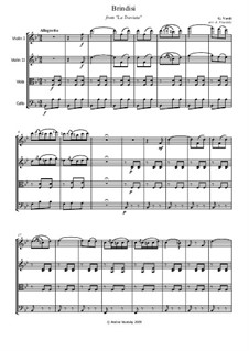 Libiamo ne'lieti calici (Brindisi): For string quartet by Giuseppe Verdi