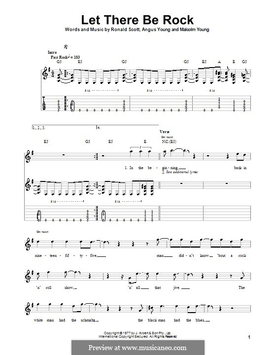 Let There Be Rock (AC/DC): For guitar with tab by Angus Young, Bon Scott, Malcolm Young