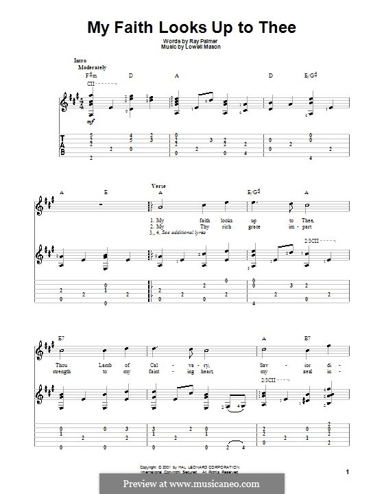 My Faith Looks Up to Thee: For guitar by Lowell Mason