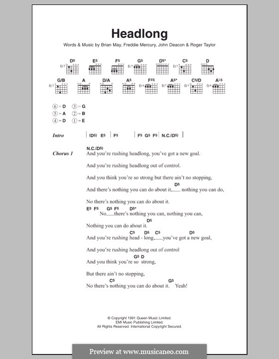 Headlong (Queen): Lyrics and chords by Brian May, Freddie Mercury, John Deacon, Roger Taylor