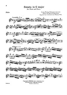 Sonata in G Major for Flute and Piano: Sonata in G Major for Flute and Piano by Georg Philipp Telemann