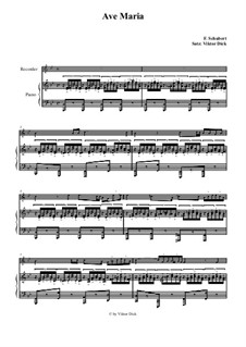Two instruments version (with piano): For recorder and piano by Franz Schubert