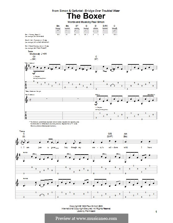 The Boxer: For guitar with tab by Paul Simon