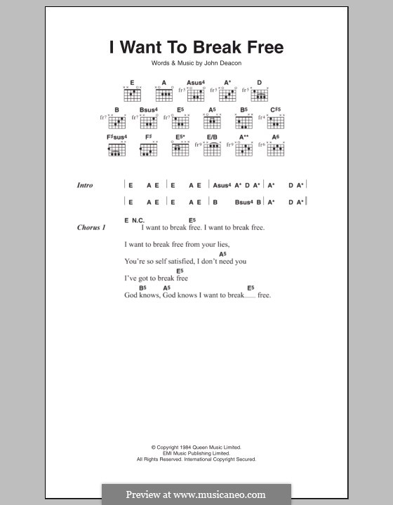 I Want to Break Free (Queen): Lyrics and chords by John Deacon