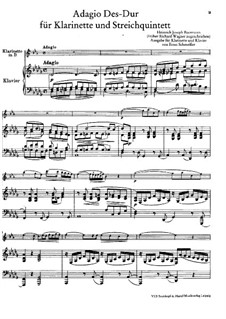 Adagio for Clarinet and String Quintet, Op.23: For clarinet and piano by Heinrich Baermann