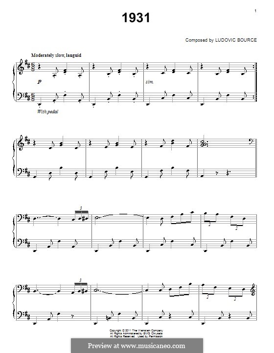 1931: For piano by Ludovic Bource