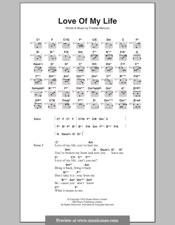 Love of My Life (Queen): Lyrics and chords by Freddie Mercury