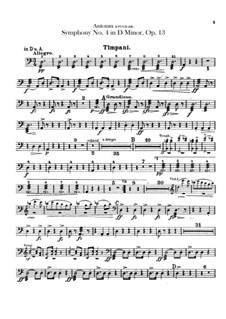Symphony No.4 in D Minor, B.41 Op.13: Percussion parts by Antonín Dvořák