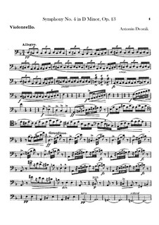 Symphony No.4 in D Minor, B.41 Op.13: Cello part by Antonín Dvořák