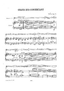 Grand Concert Duo for Clarinet and Piano, J.204 Op.48: Version for clarinet (or violin) and piano by Carl Maria von Weber