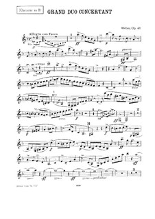 Grand Concert Duo for Clarinet and Piano, J.204 Op.48: Clarinet part by Carl Maria von Weber