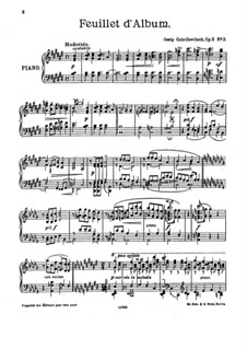 Three Piano Pieces, Op.2: No.3 Feuillet d'Album by Ossip Gabrilowitsch