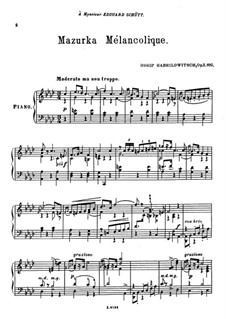 Two Piano Pieces, Op.3: No.2 Mazurka Mélancolique by Ossip Gabrilowitsch