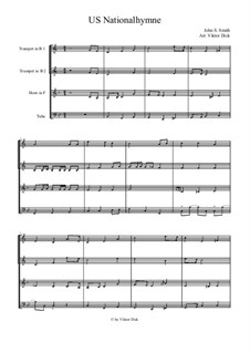 Instrumental version (quartet instruments): For brass quartet by John Stafford Smith