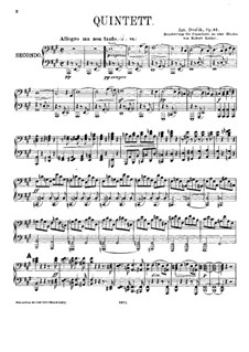Piano Quintet No.2 in A Major, B.155 Op.81: Version for piano four hands by Antonín Dvořák