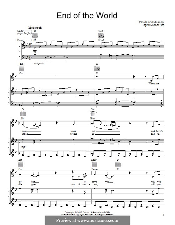 End of the World: For voice and piano (or guitar) by Ingrid Michaelson