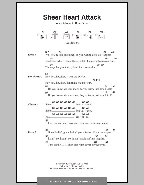 Sheer Heart Attack (Queen): Lyrics and chords by Roger Taylor