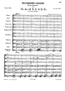Concerto for Piano and Orchestra No.20 in D Minor, K.466: Full score by Wolfgang Amadeus Mozart