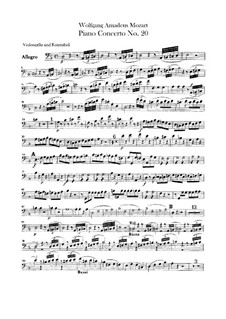 Concerto for Piano and Orchestra No.20 in D Minor, K.466: Cello and double bass part by Wolfgang Amadeus Mozart
