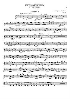 König Stephan (King Stephen), Op.117: Overture – violin II part by Ludwig van Beethoven
