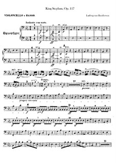 König Stephan (King Stephen), Op.117: Overture – cello and double bass part by Ludwig van Beethoven