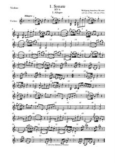 Sonata for Violin and Piano No.1 in C Major, K.6: Solo part by Wolfgang Amadeus Mozart