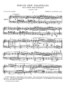 Eleven New Bagatelles for Piano, Op.119: Complete set by Ludwig van Beethoven