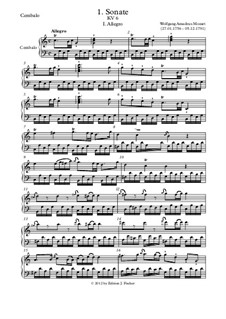 Sonata for Violin and Piano No.1 in C Major, K.6: Piano (or harpsihord) part by Wolfgang Amadeus Mozart