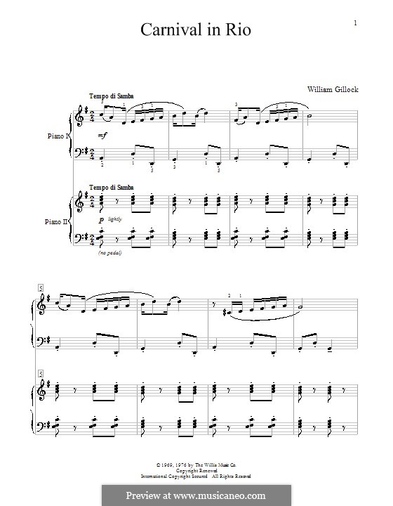 Carnival in Rio: For piano four hands by William Gillock